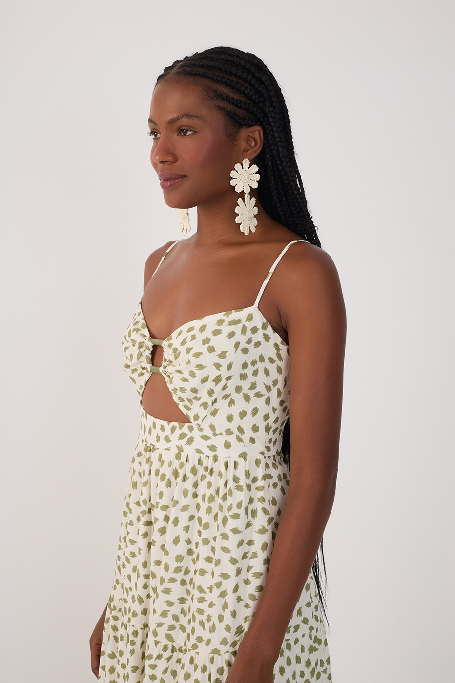 Off-White Folhagem Cut-Out Midi Dress