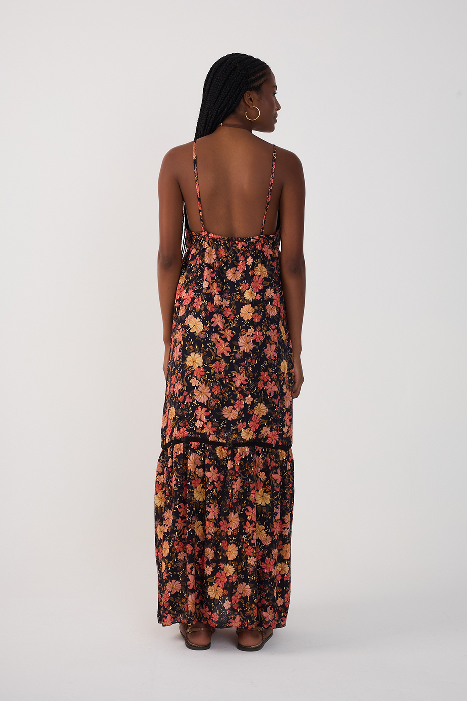 Black Encontro Lurex V Neck Maxi Dress