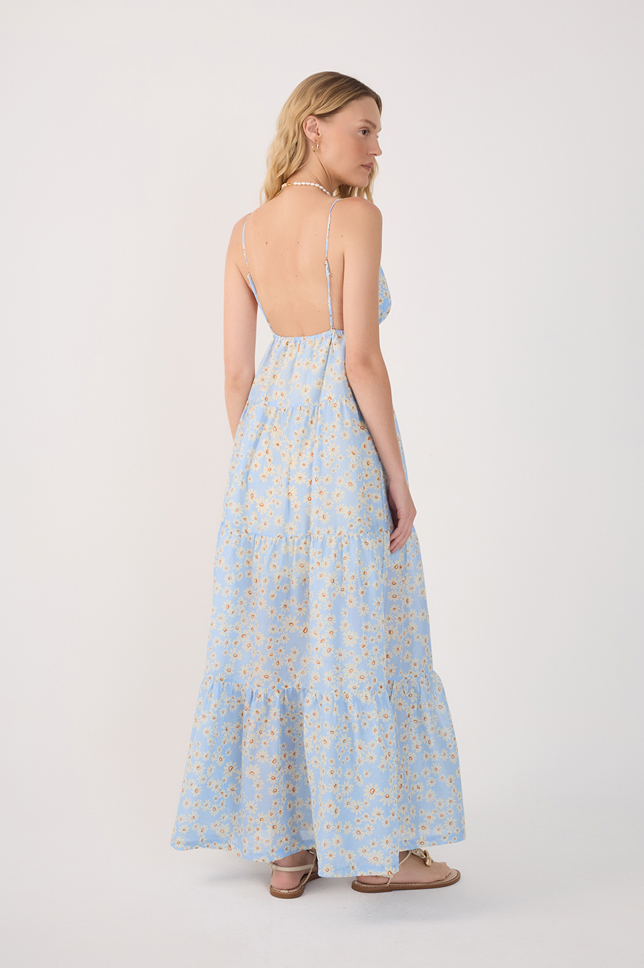 Long Margaridas Azul Print Dress