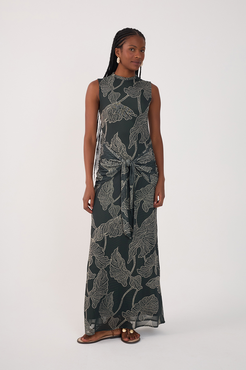 Black Ramos High Neck Tulle Maxi Dress