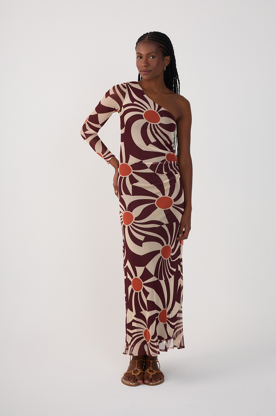 One-Shoulder Tulle Dress in Morma?o Print