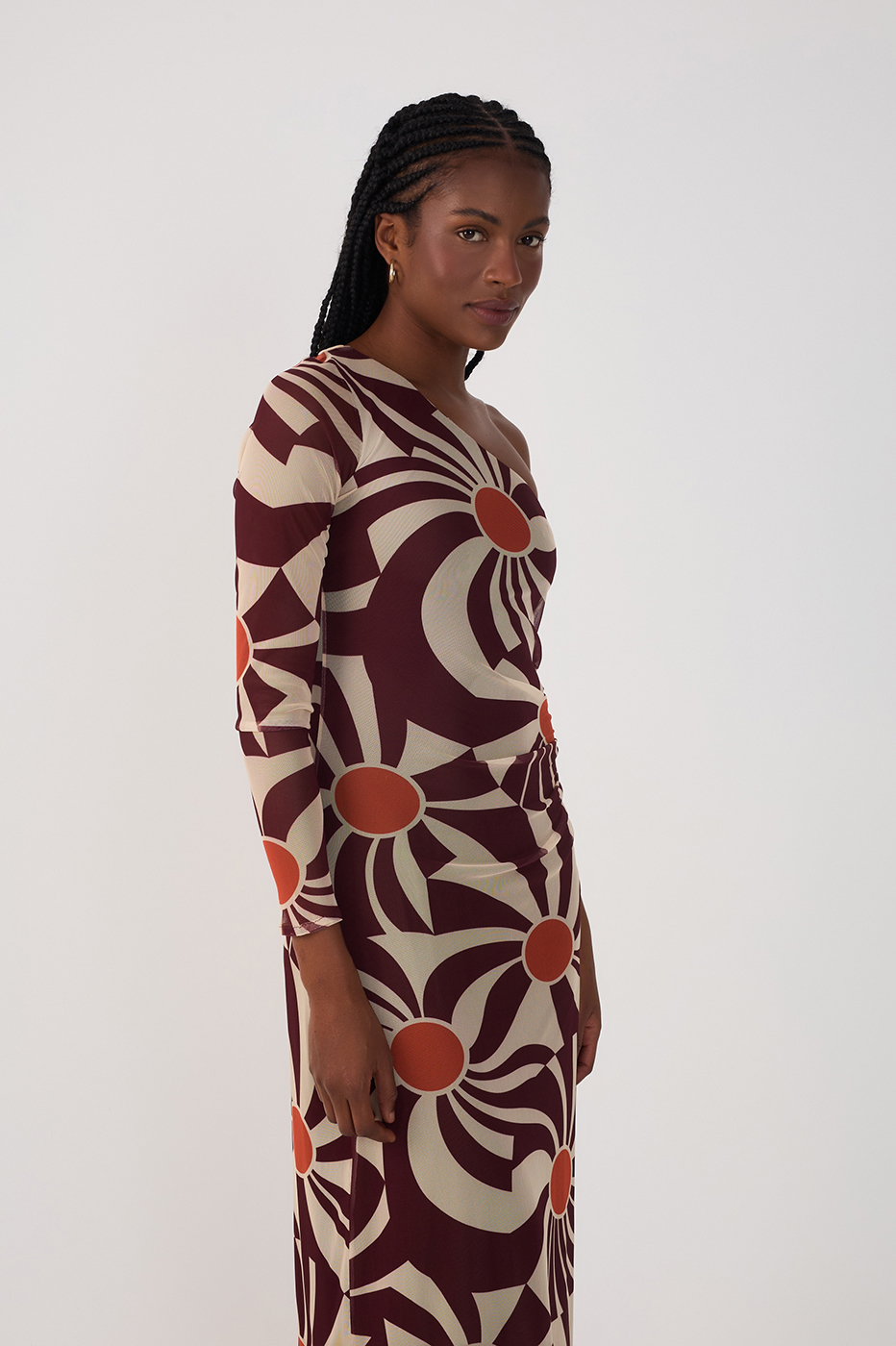 One-Shoulder Tulle Dress in Morma?o Print