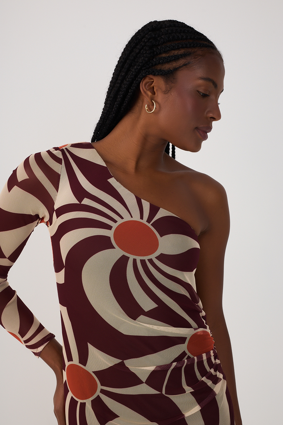 One-Shoulder Tulle Dress in Morma?o Print