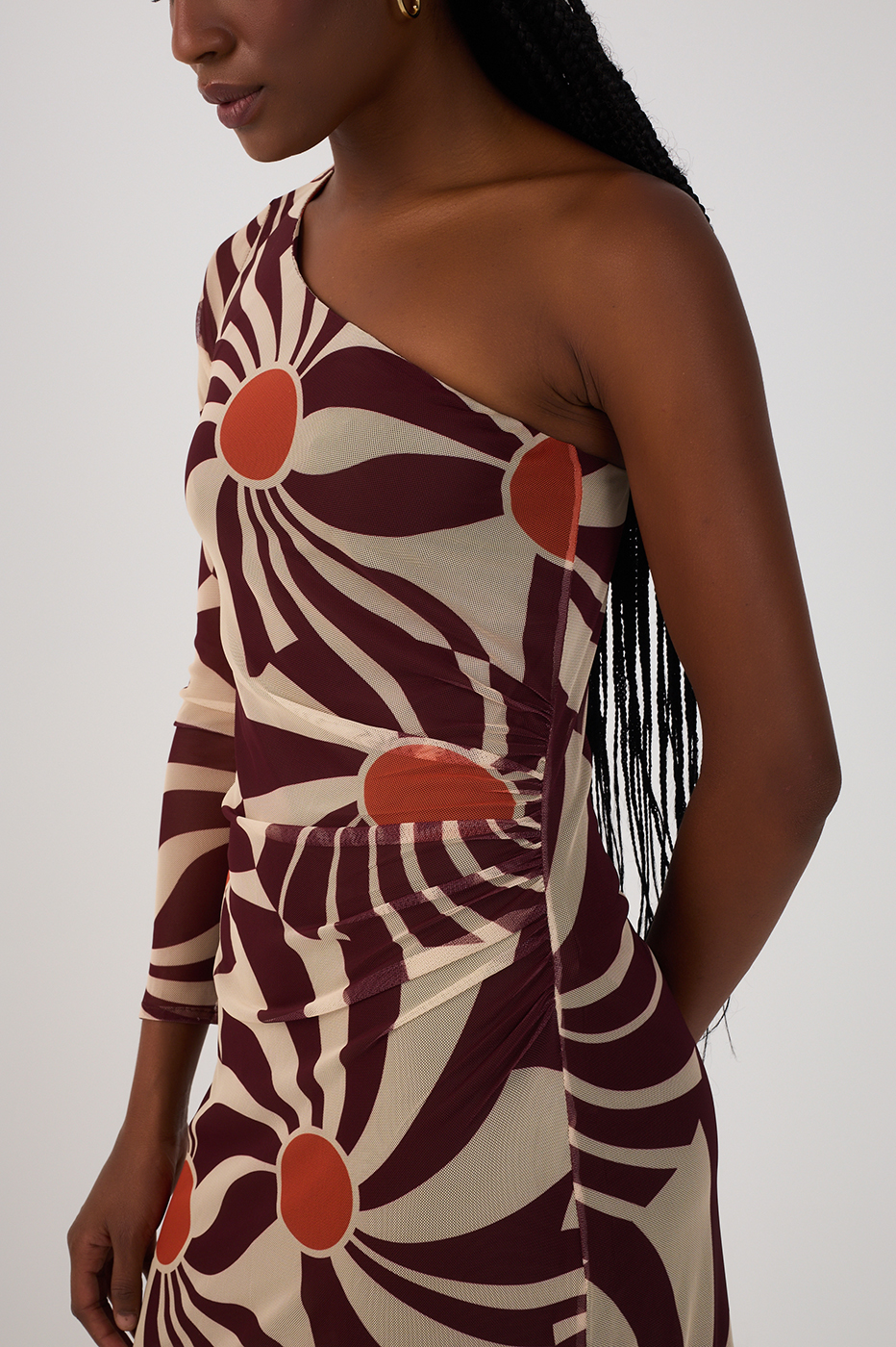 One-Shoulder Tulle Dress in Morma?o Print