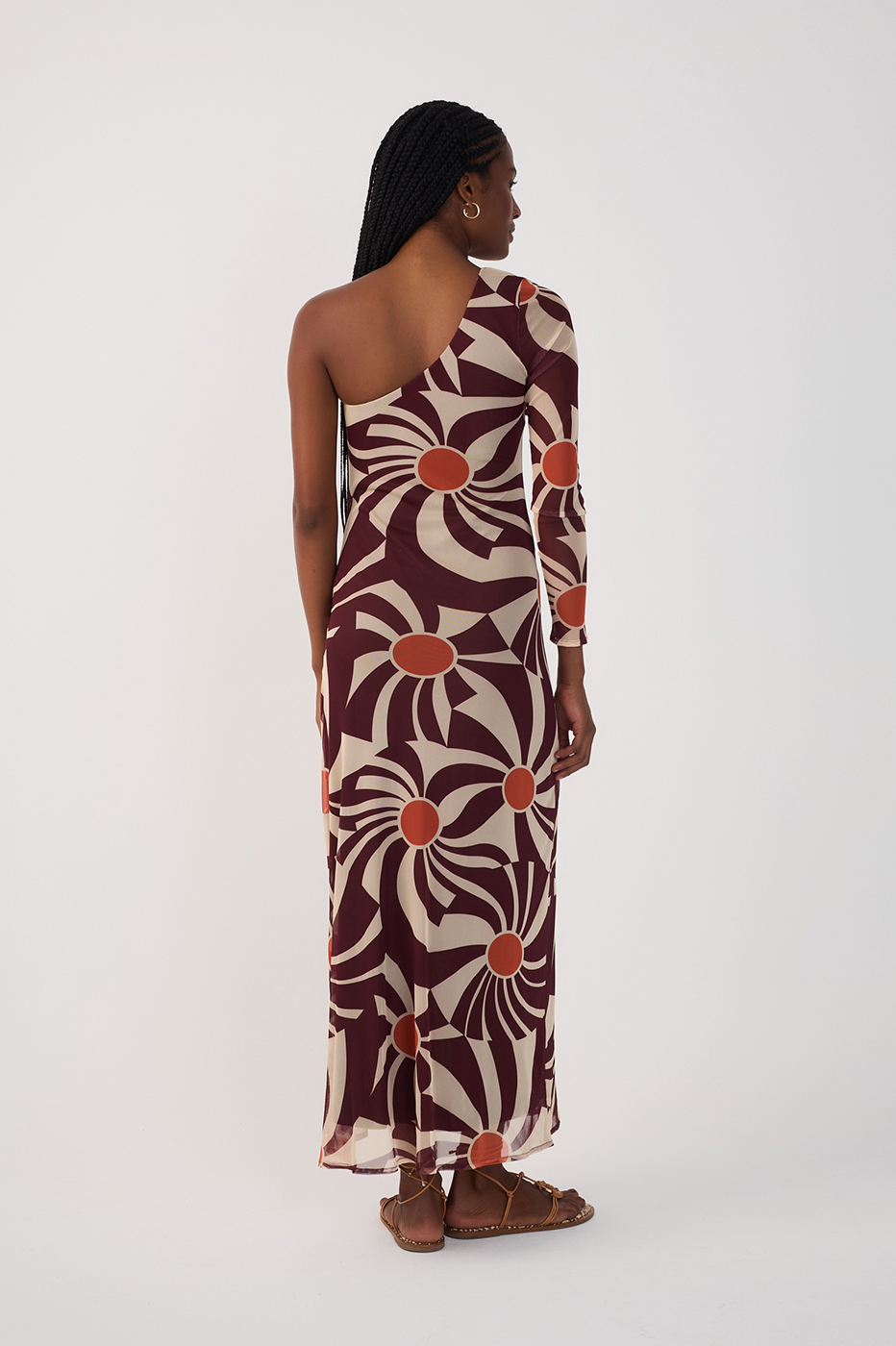 One-Shoulder Tulle Dress in Morma?o Print