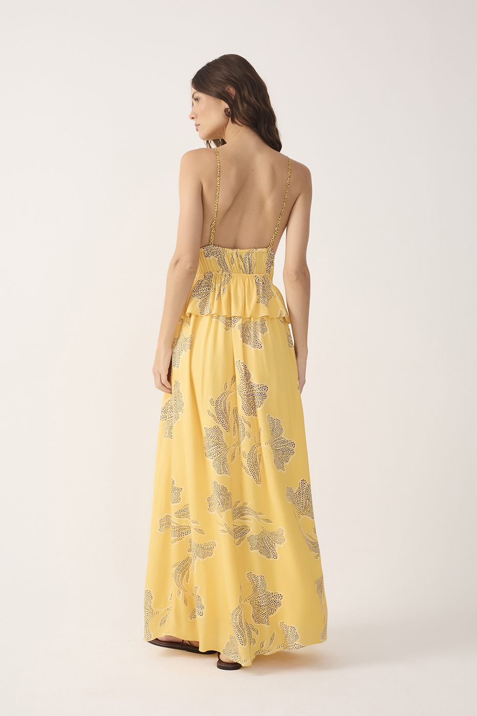 Yellow Laguna V Neck Layered Maxi Dress