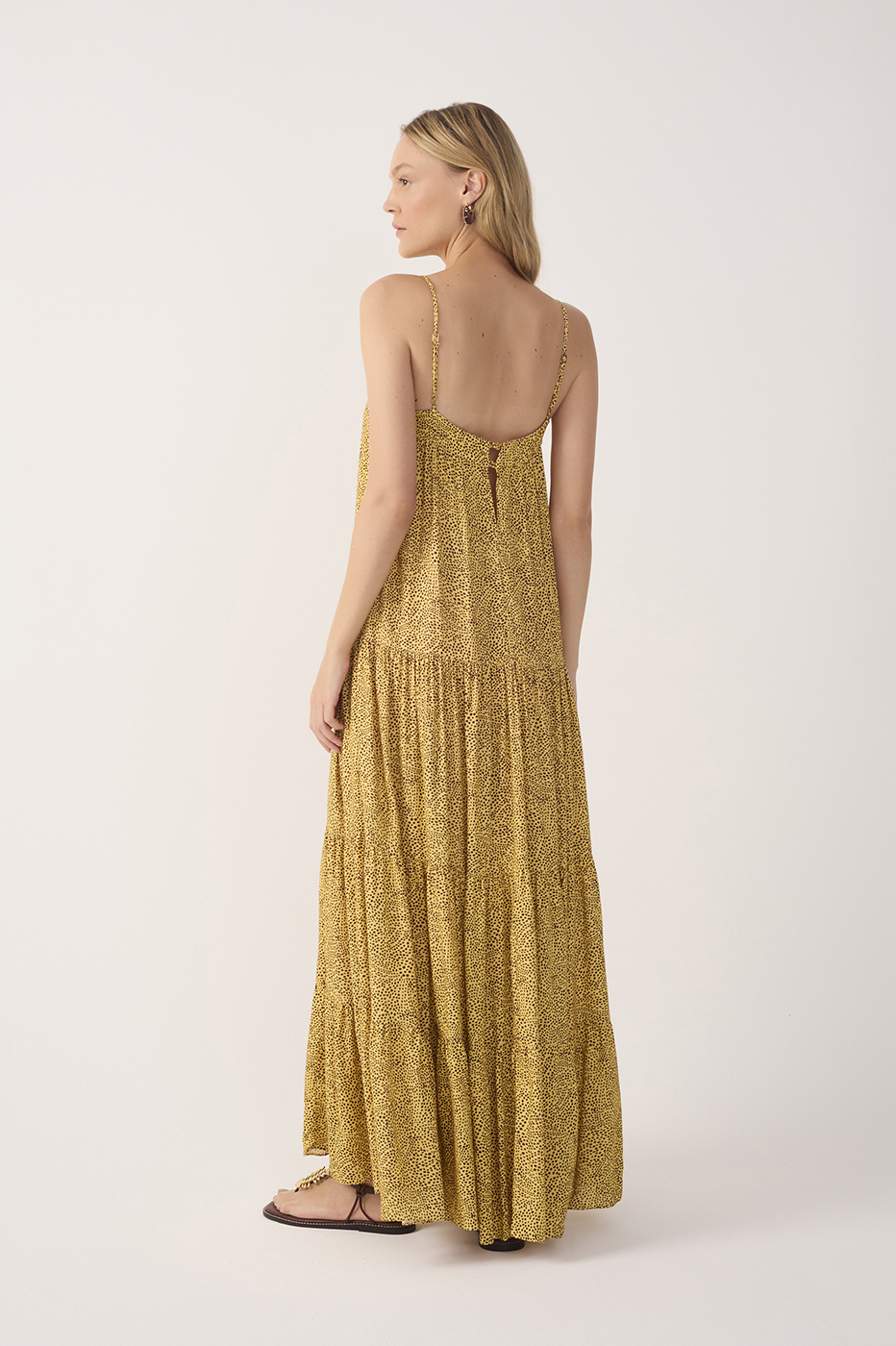 Yellow Gotas Smocked Tiered Maxi Dress