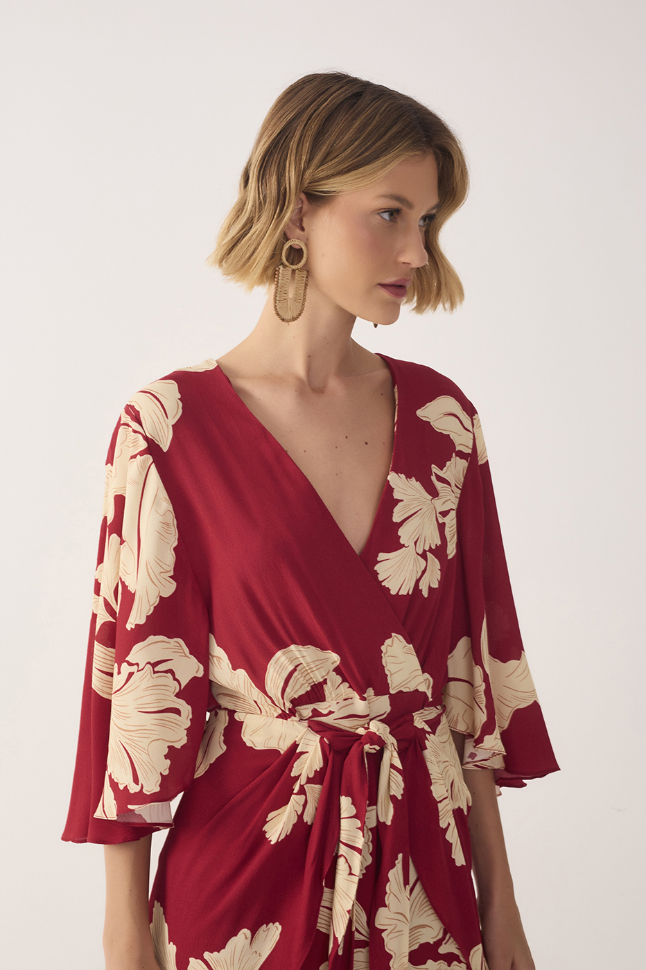 Red P¨¦tala Wrap Front Tie Maxi Dress