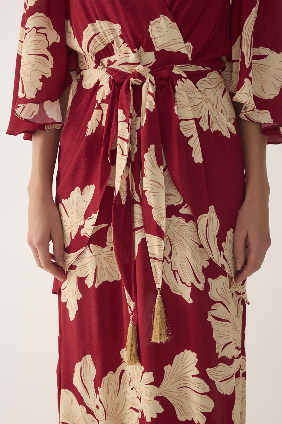 Red P¨¦tala Wrap Front Tie Maxi Dress