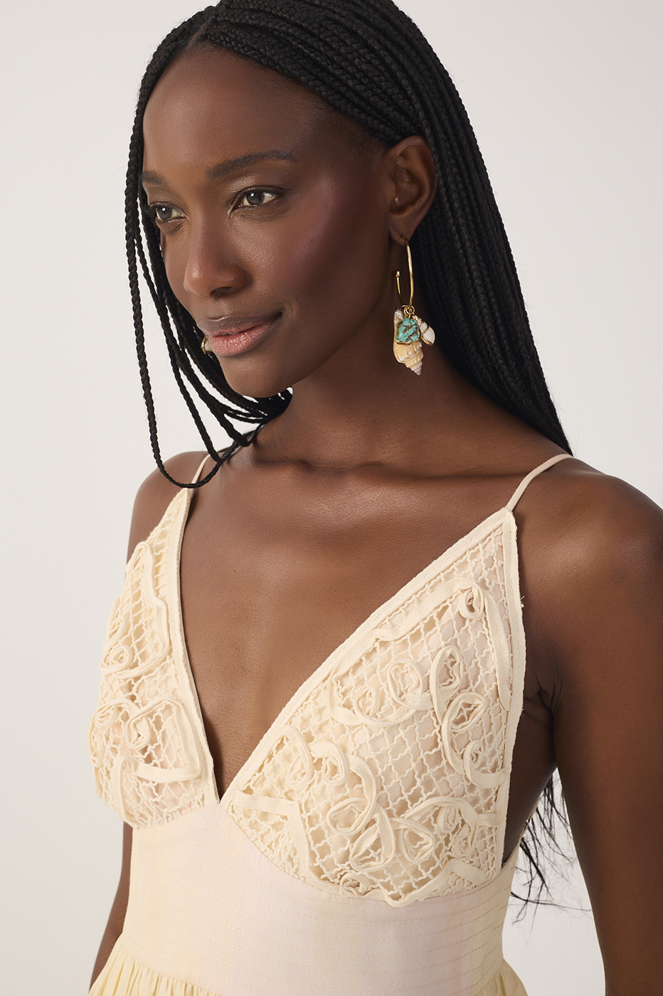 Beige Veranil Embroidered Maxi Dress