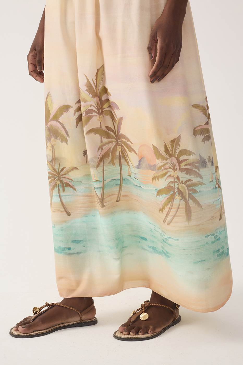 Beige Veranil Embroidered Maxi Dress