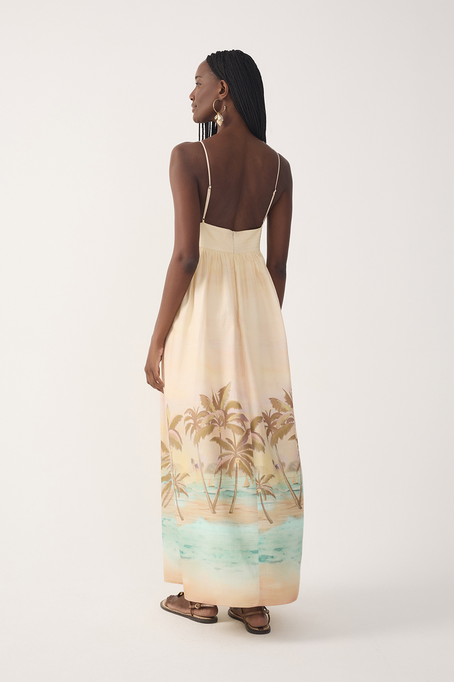 Beige Veranil Embroidered Maxi Dress