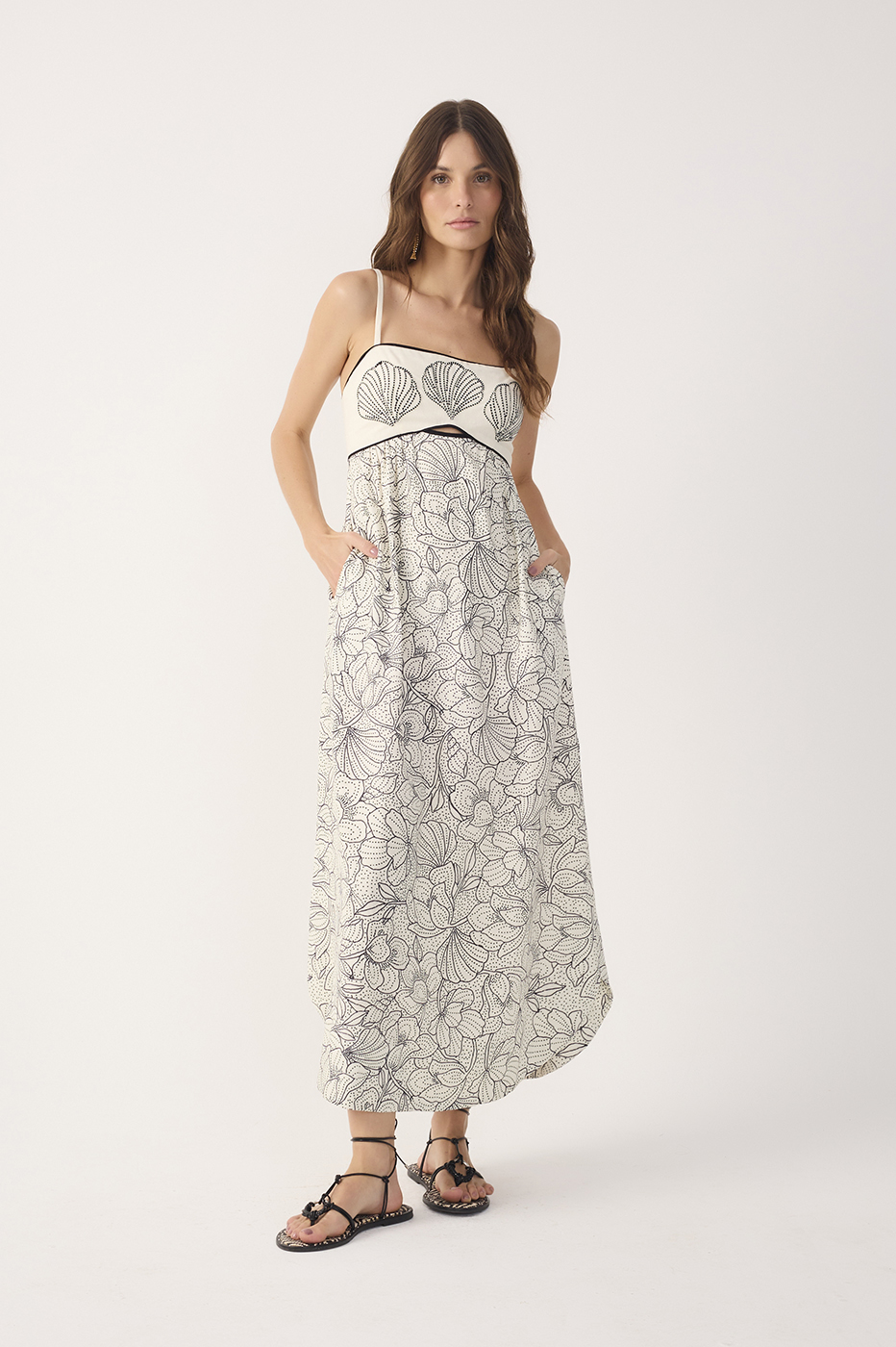 Off-White Ponto A Ponto Cut-Out Maxi Dress