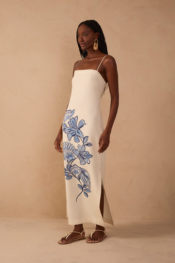 Off-White Flor Do Oceano Side Slit Maxi Dress