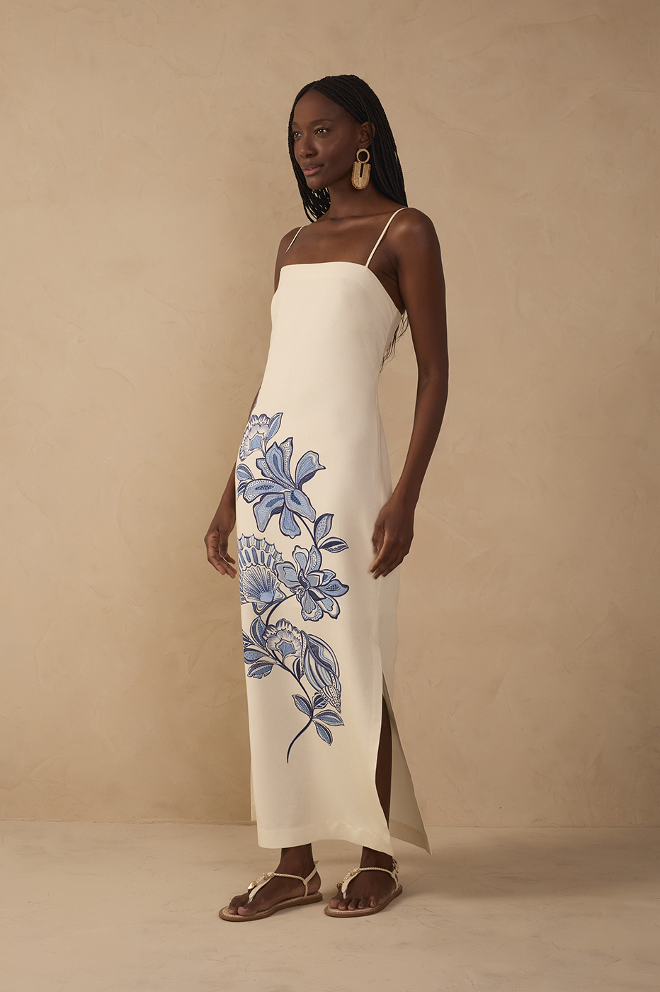 Off-White Flor Do Oceano Side Slit Maxi Dress