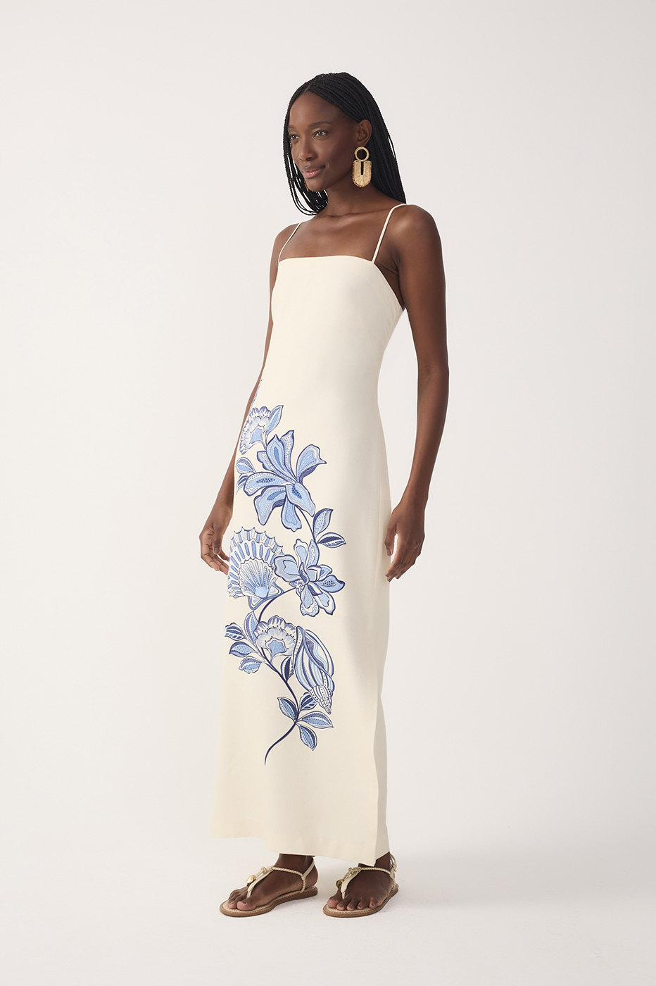 Off-White Flor Do Oceano Side Slit Maxi Dress