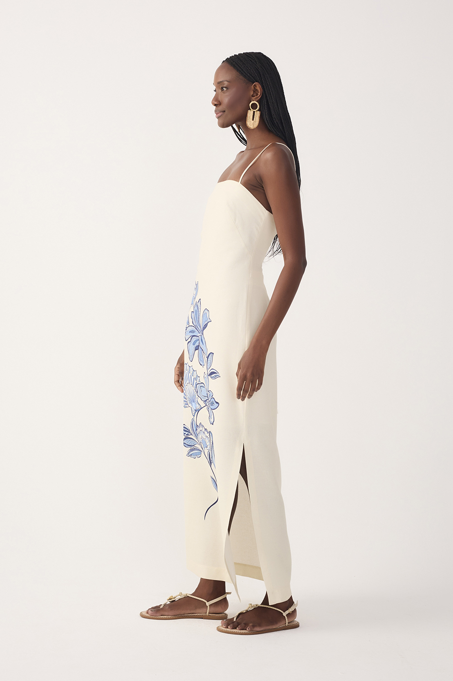 Off-White Flor Do Oceano Side Slit Maxi Dress