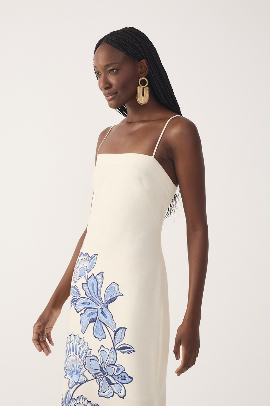 Off-White Flor Do Oceano Side Slit Maxi Dress