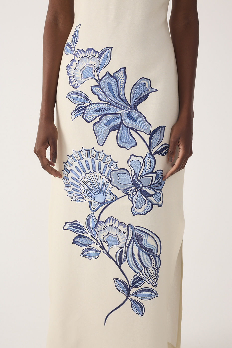 Off-White Flor Do Oceano Side Slit Maxi Dress