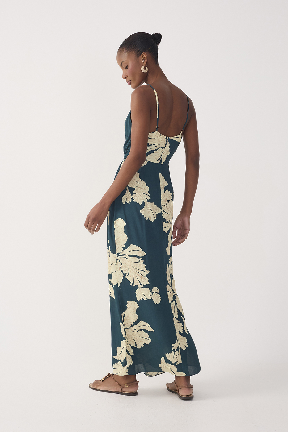 Green P¨¦tala V Neck Wrap Maxi Dress
