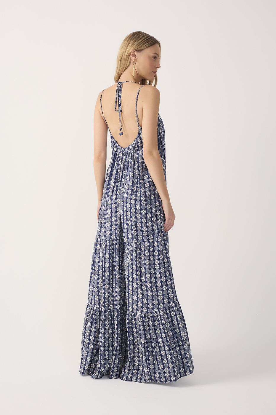Blue Guarda Sol Tiered Sleeveless Maxi Dress