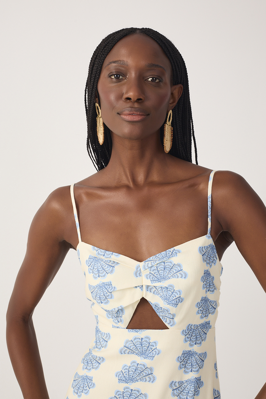 Off-White Aquario Side Slit Linen Maxi Dress