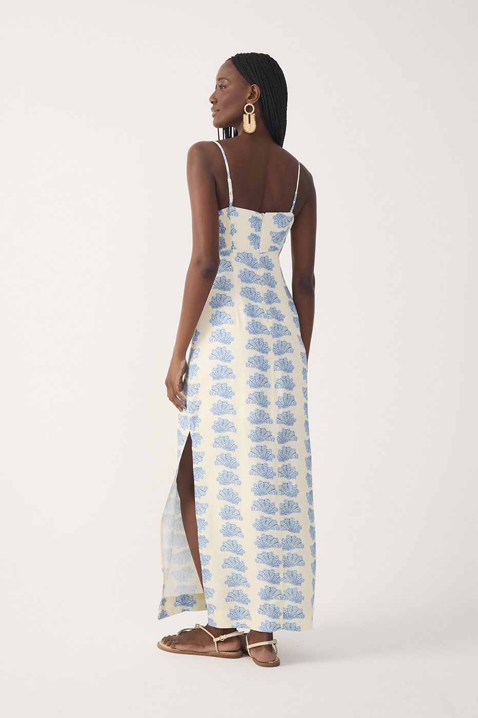 Off-White Aquario Side Slit Linen Maxi Dress