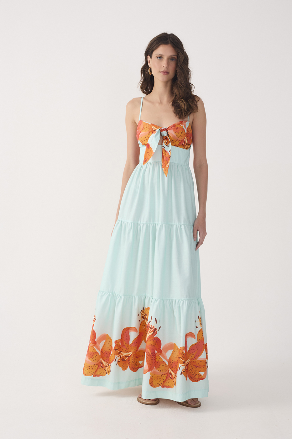 Blue L¨ªrios Tricoline Cotton Maxi Dress