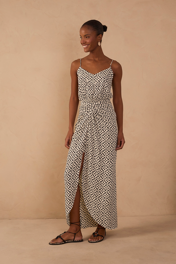 Off-White Vento Wrap Front Slit Maxi Dress