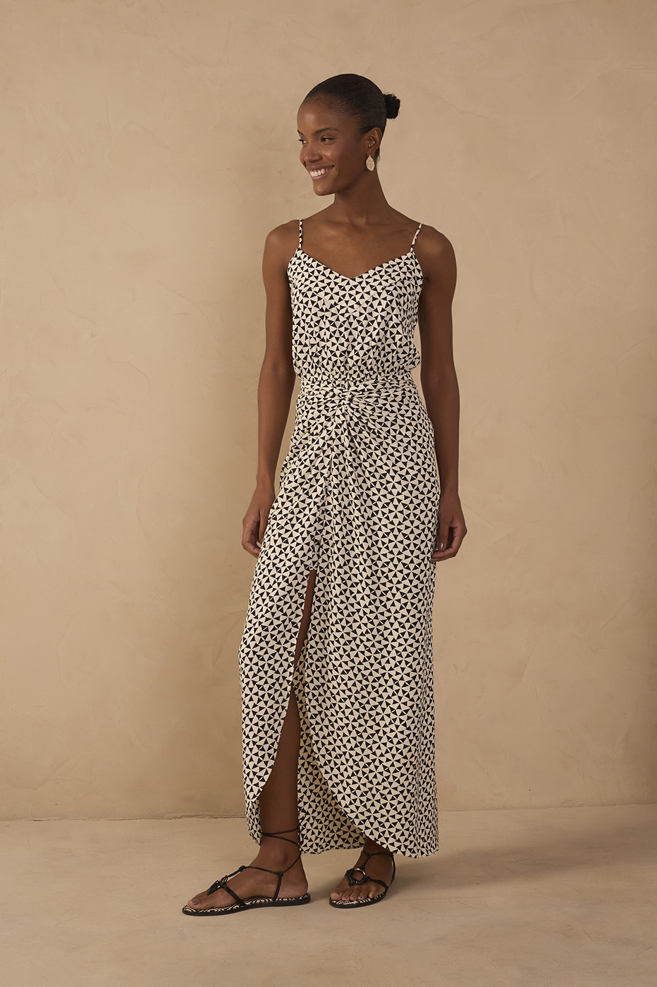 Off-White Vento Wrap Front Slit Maxi Dress