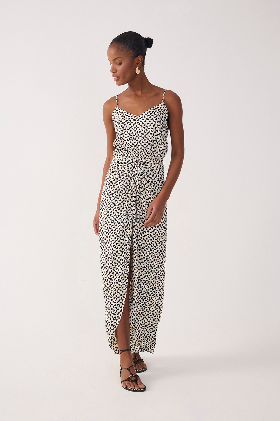 Off-White Vento Wrap Front Slit Maxi Dress