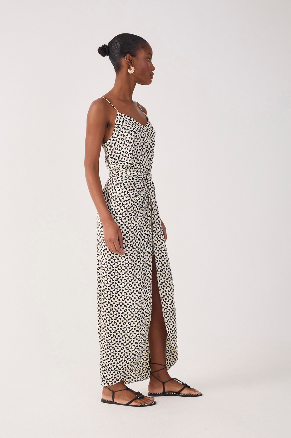 Off-White Vento Wrap Front Slit Maxi Dress