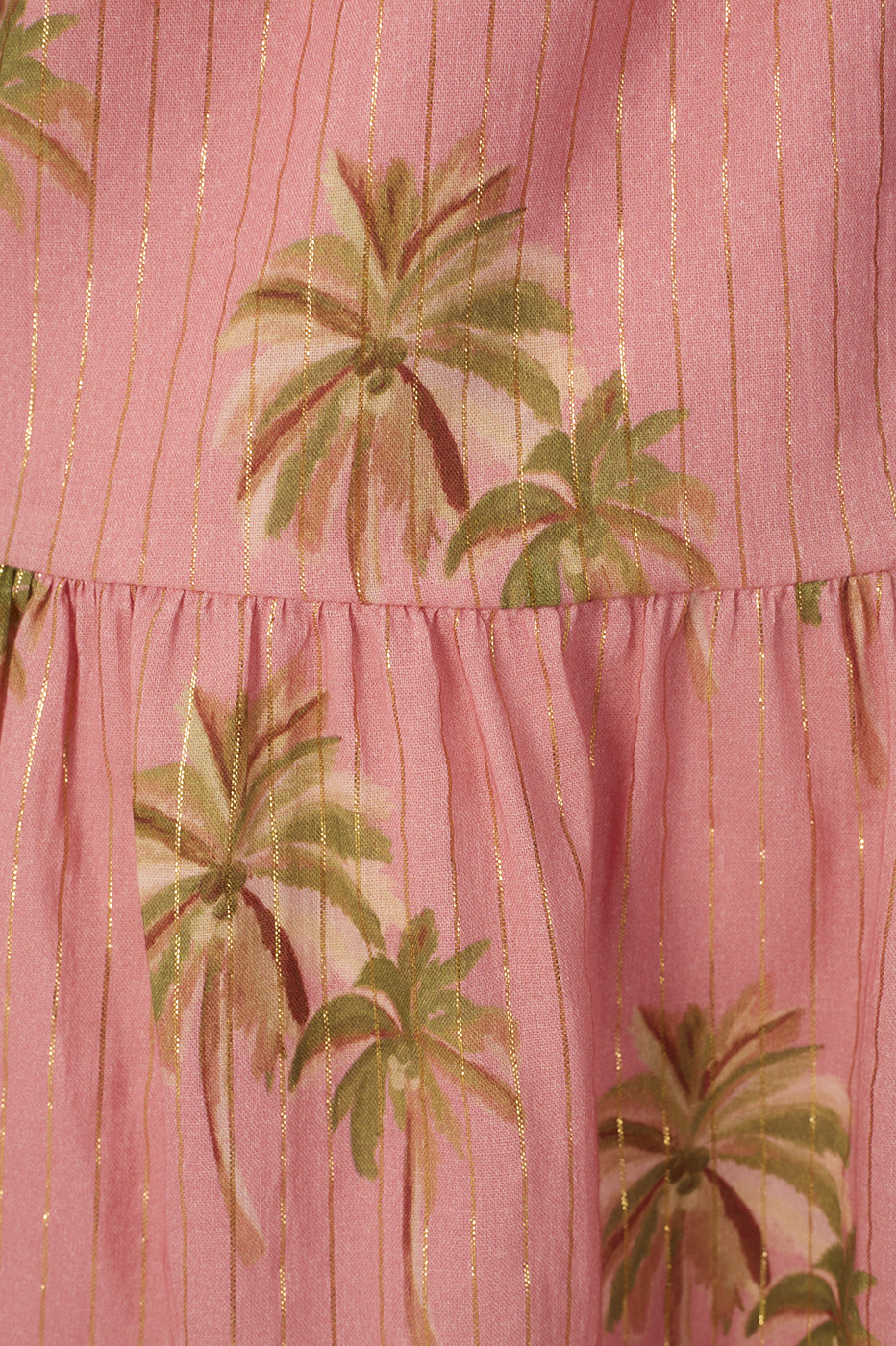 Pink O¨¢sis V Neck Ruffled Lurex Dress