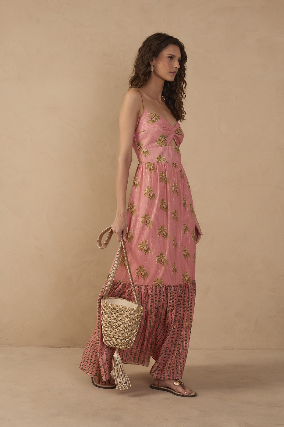 Pink O¨¢sis Cut-Out Tiered Maxi Dress