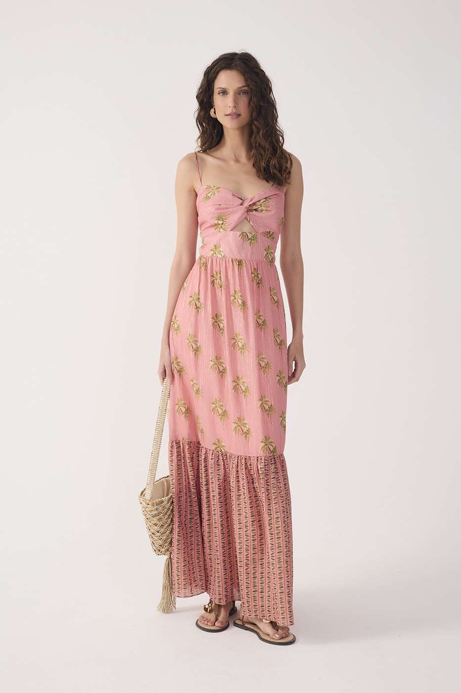 Pink O¨¢sis Cut-Out Tiered Maxi Dress