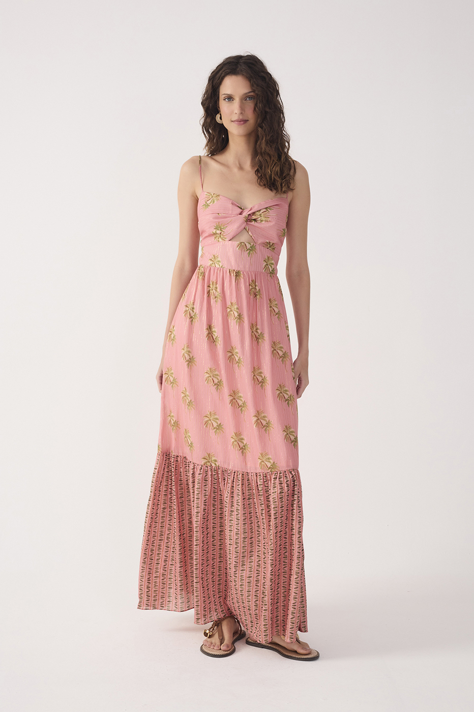 Pink O¨¢sis Cut-Out Tiered Maxi Dress