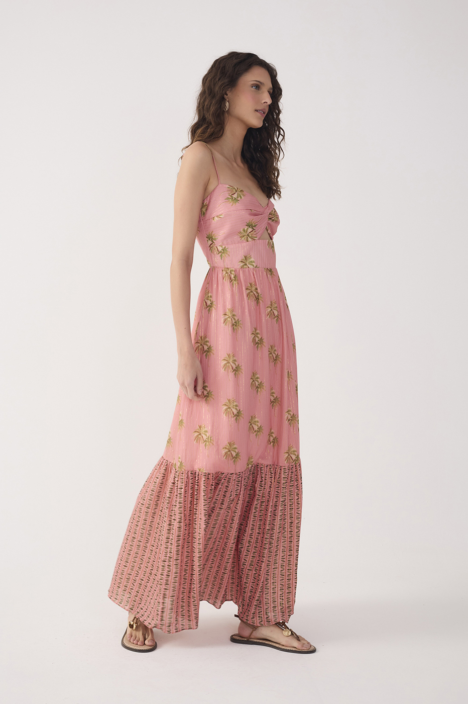 Pink O¨¢sis Cut-Out Tiered Maxi Dress