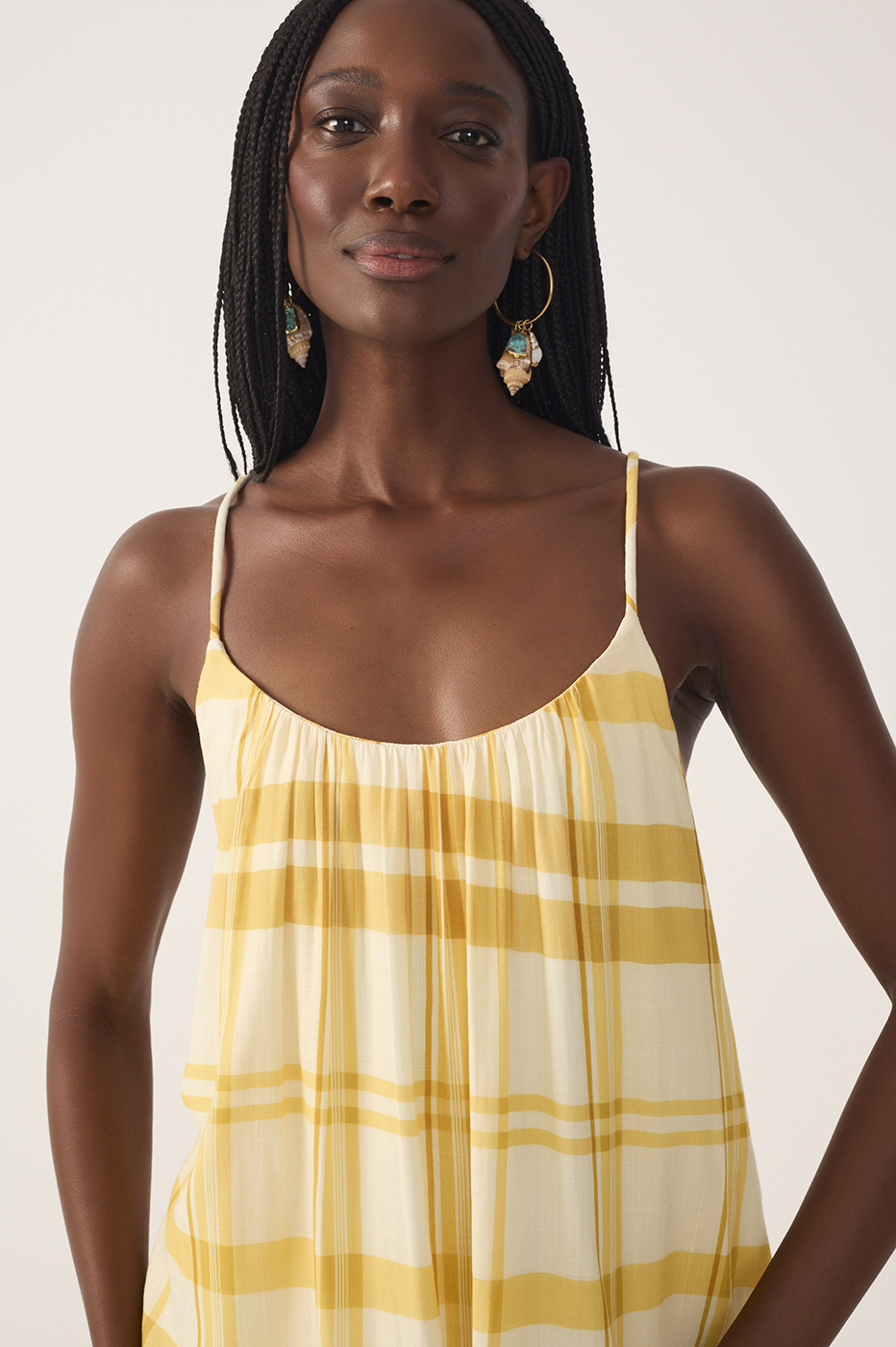 Yellow Frescor Sleeveless Tiered Maxi Dress