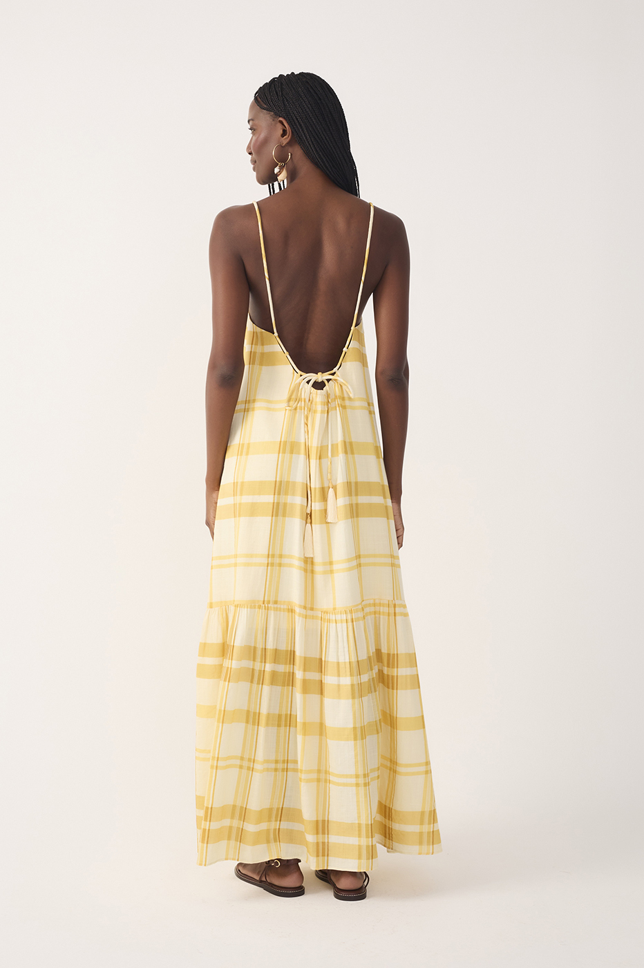 Yellow Frescor Sleeveless Tiered Maxi Dress