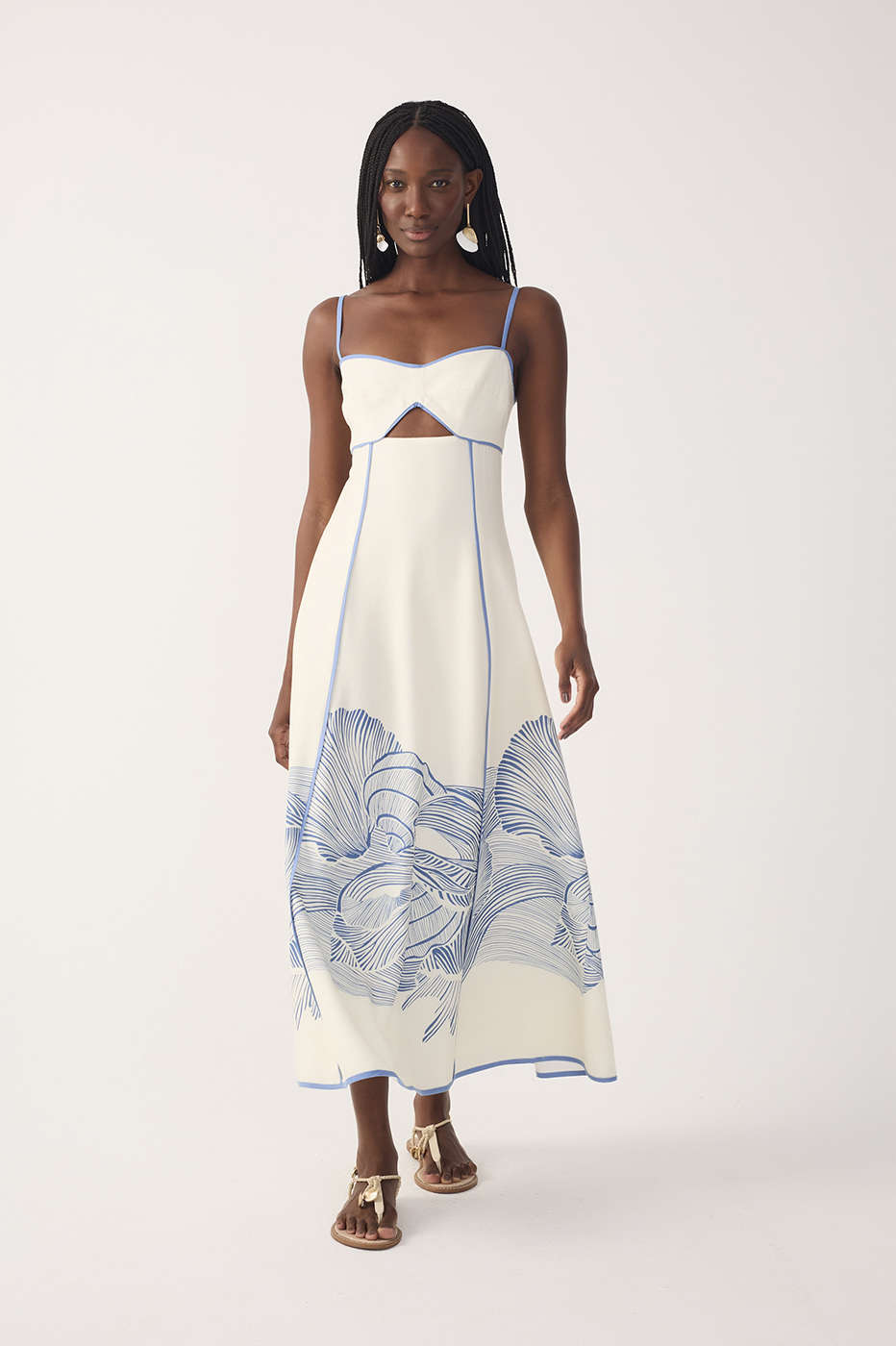 Off-White Mergulho Cut-Out Linen Midi Dress