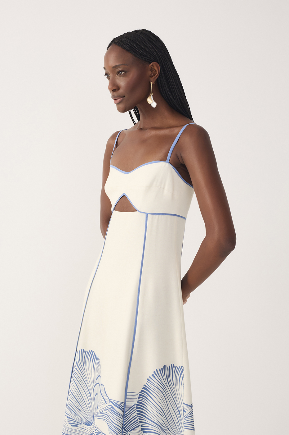 Off-White Mergulho Cut-Out Linen Midi Dress