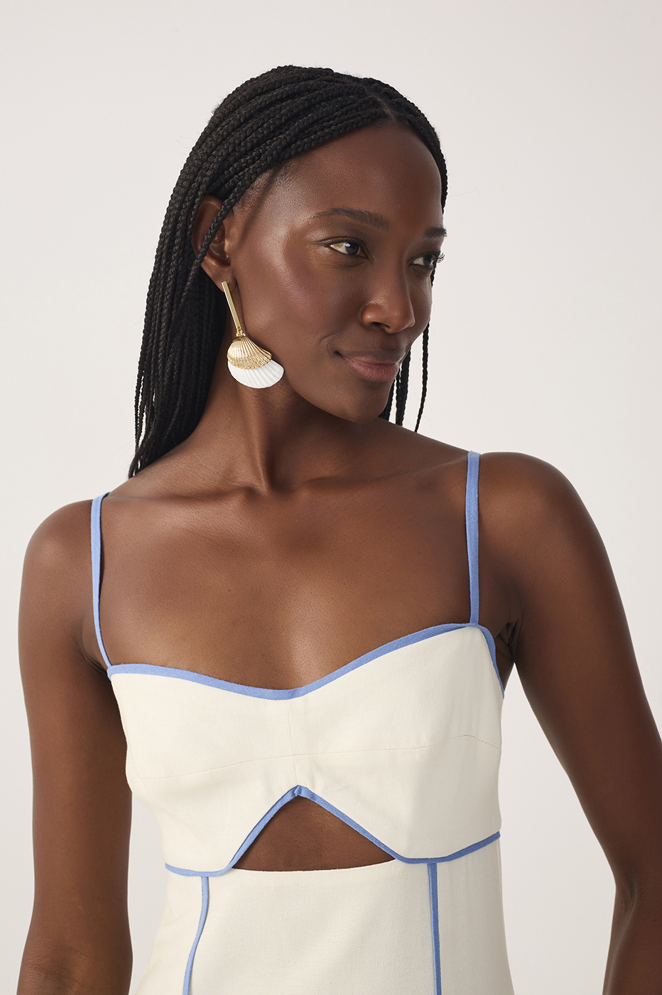Off-White Mergulho Cut-Out Linen Midi Dress