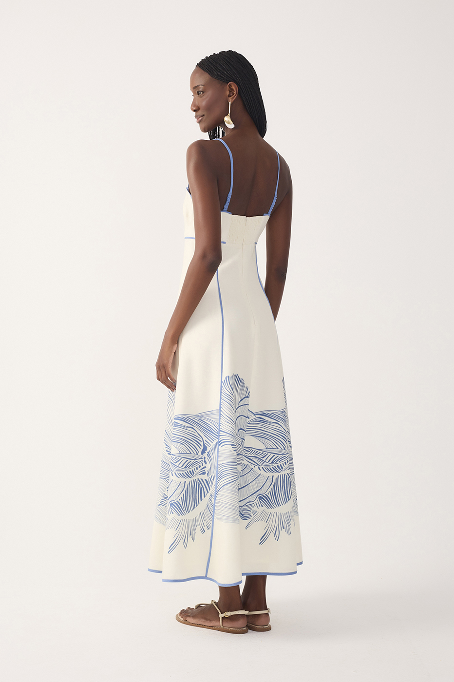 Off-White Mergulho Cut-Out Linen Midi Dress