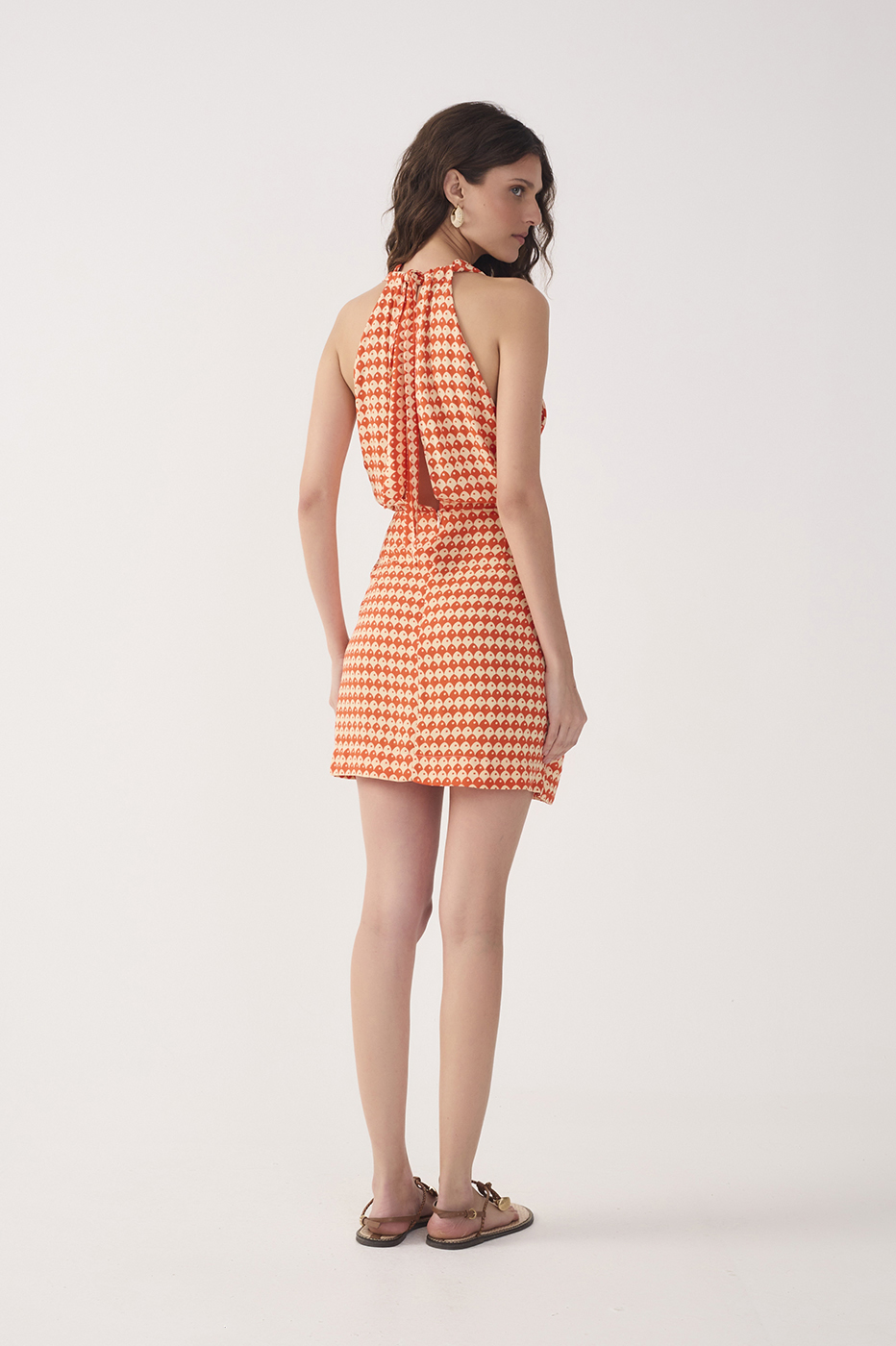 Red Escama V Neck Wrap Mini Dress
