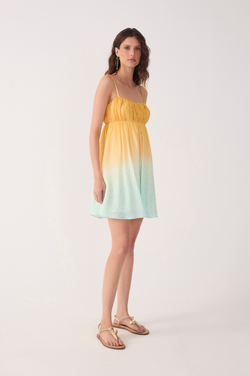 Bicolor Nascente Ruched Lurex Mini Dress