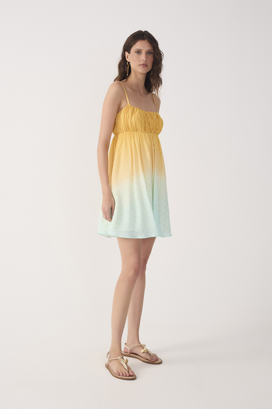 Bicolor Nascente Ruched Lurex Mini Dress