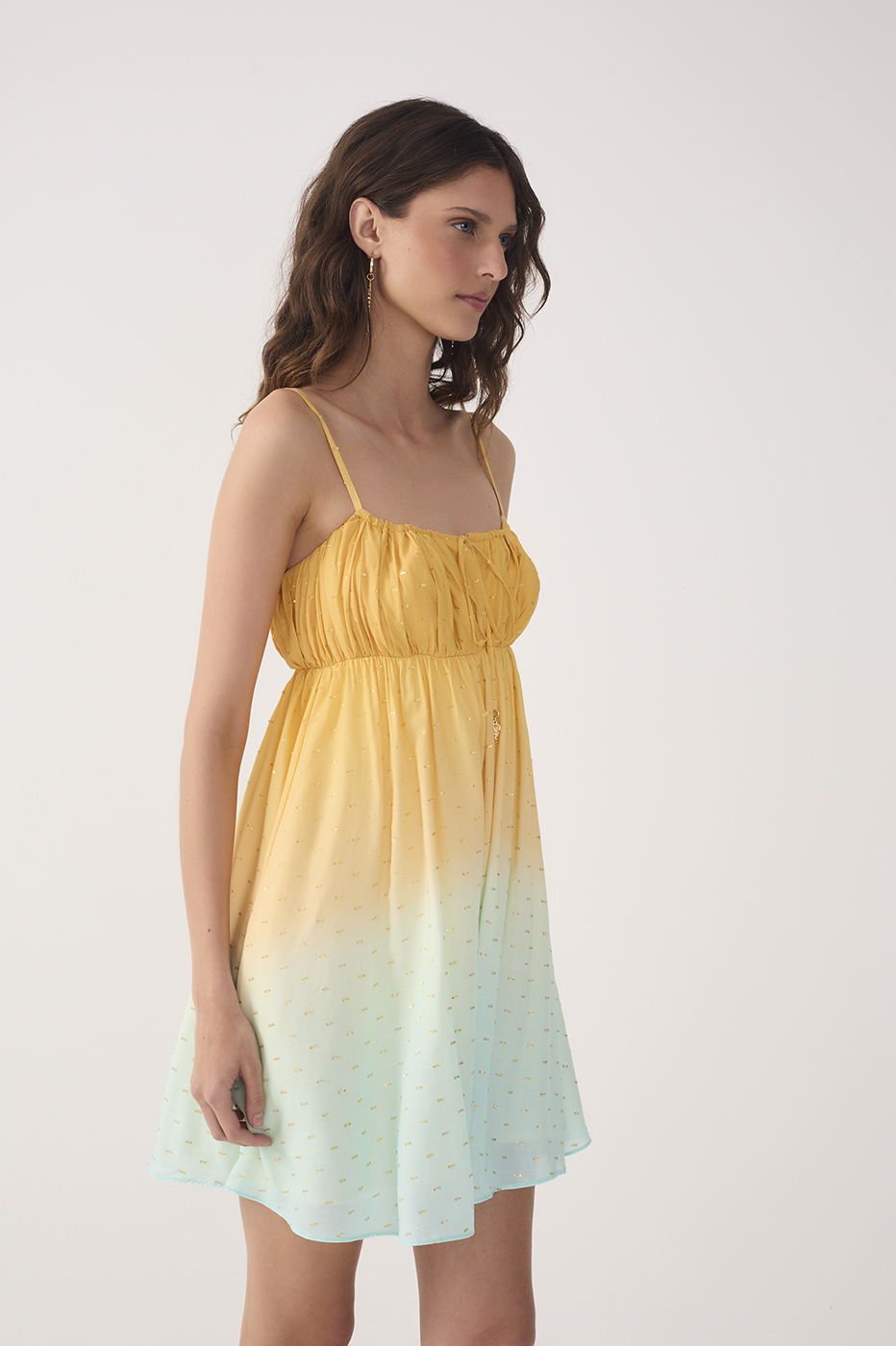 Bicolor Nascente Ruched Lurex Mini Dress