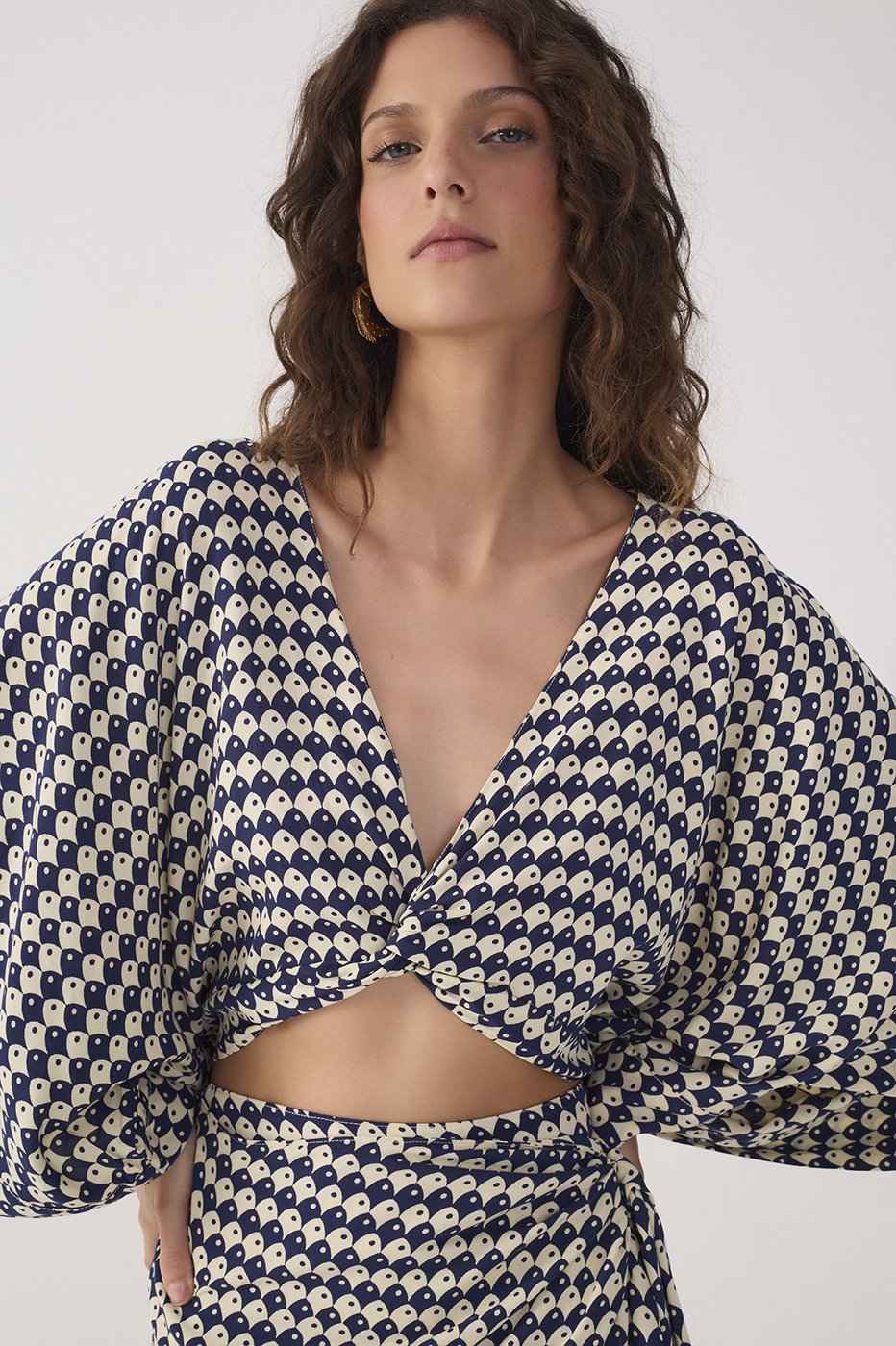 Blue Escama Kimono Sleeve Wrap Maxi Dress