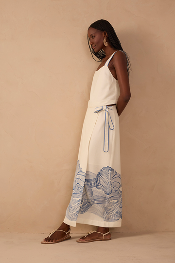 Off-White Mergulho Top and Wrap Maxi Skirt Set