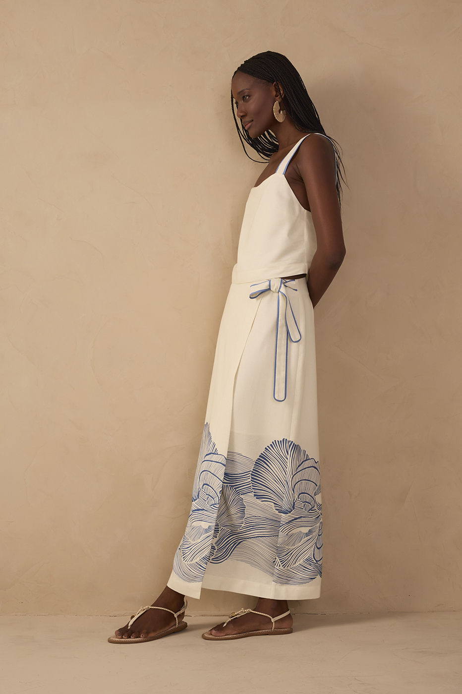 Off-White Mergulho Top and Wrap Maxi Skirt Set